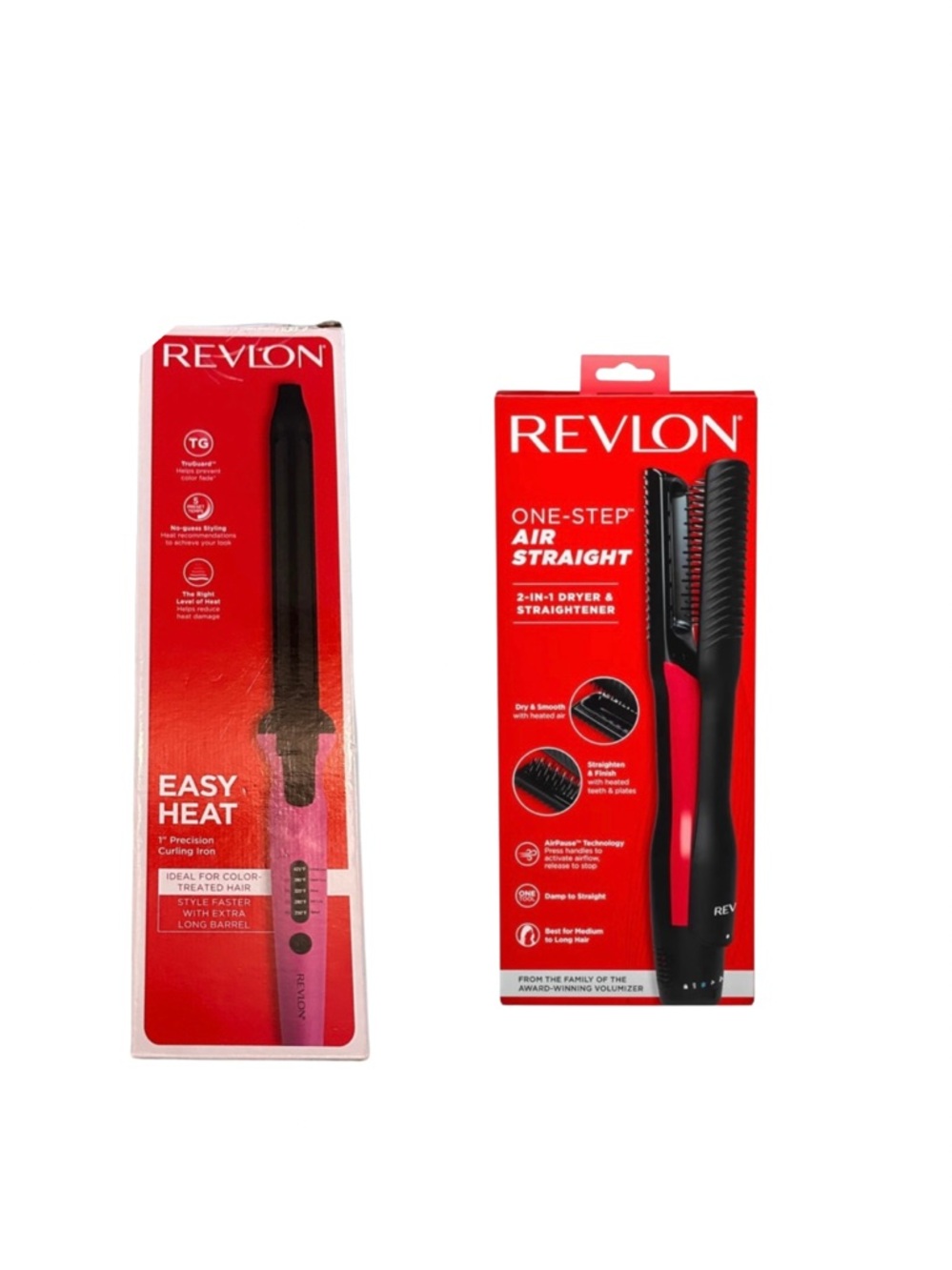 Bundle of Revlon One-Step Air Straight Hair Dryer & Easy Heat Curling Iron
